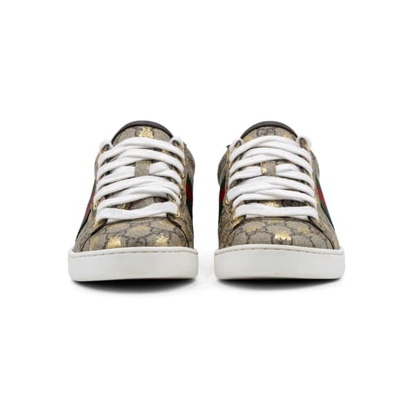 Gucci Beige/Brown GG Supreme Bee Ace Sneakers - Image 4