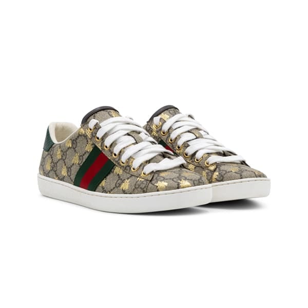 Gucci Beige/Brown GG Supreme Bee Ace Sneakers