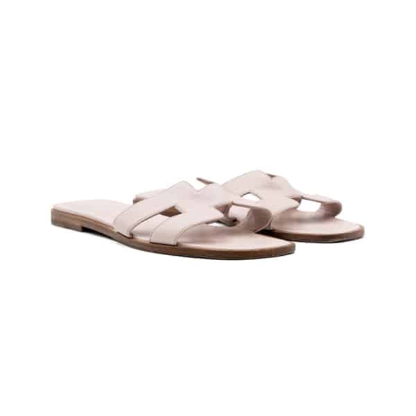 Hermes Rose Porcelain Oran Sandals