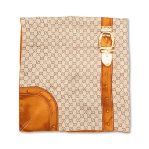 Gucci Brown/Beige GG Supreme Trunk Print Silk Scarf 60 x 60