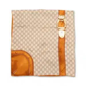 Gucci Brown/Beige GG Supreme Trunk Print Silk Scarf 60 x 60