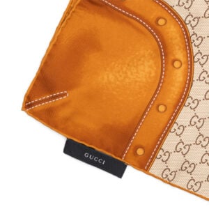 Alternative view of Gucci Brown/Beige GG Supreme Trunk Print Silk Scarf 60 x 60