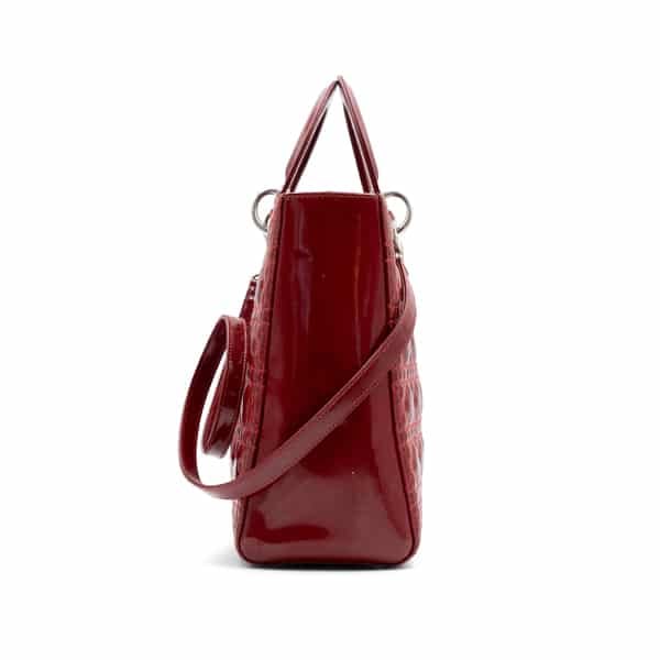 Dior Patent Cherry Red Cannage Large Lady Dior Tote - Image 4