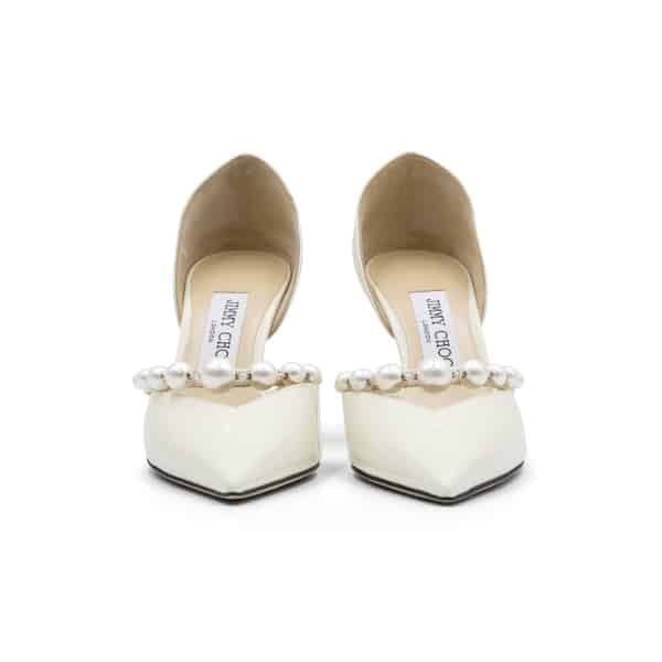 Jimmy Choo Latte White Aurelie 85 Pumps - Image 4