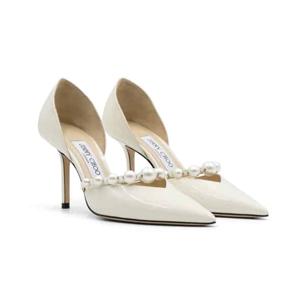 Jimmy Choo Latte White Aurelie 85 Pumps