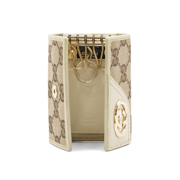 Gucci Beige/Brown GG Supreme Canvas Key Holder Case - Image 2