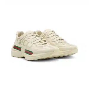 Gucci Ivory Leather Rhyton Gucci Logo Sneakers