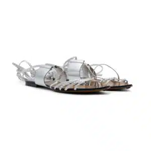 Gucci Silver Leather Gladiator Sandals